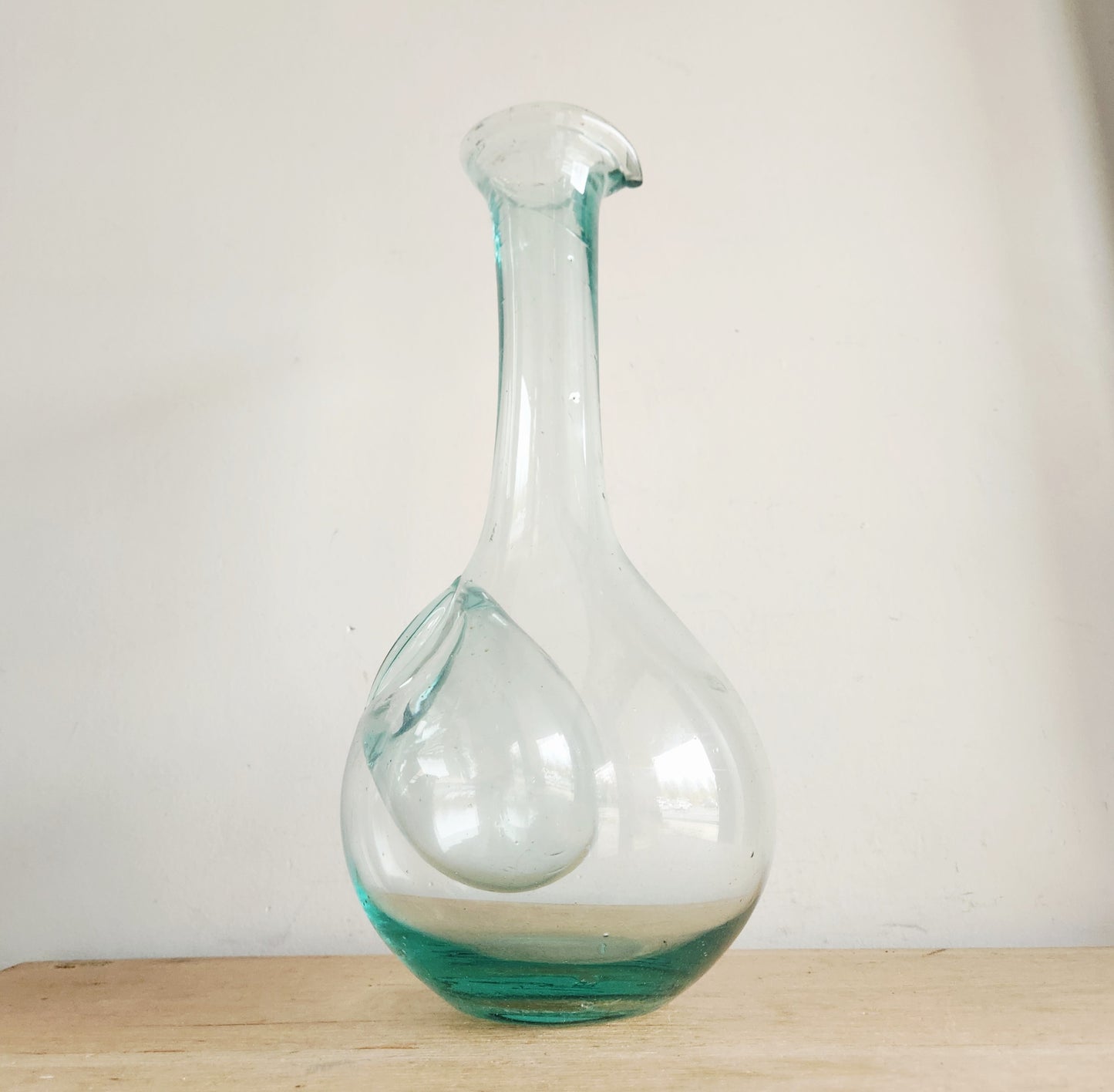 Vintage Green Glass Wine Decanter with Ice Pocker 17"H