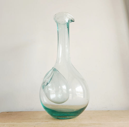 Vintage Green Glass Wine Decanter with Ice Pocker 17"H