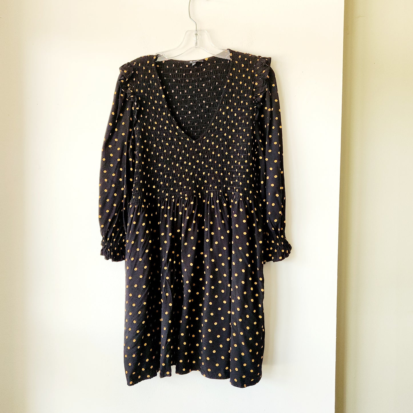 Madewell Polka Dot Dress with Smocked Top - M
