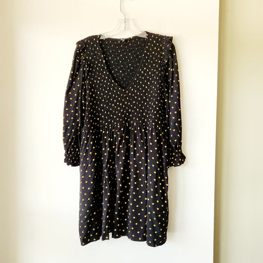 Madewell Polka Dot Dress with Smocked Top - M