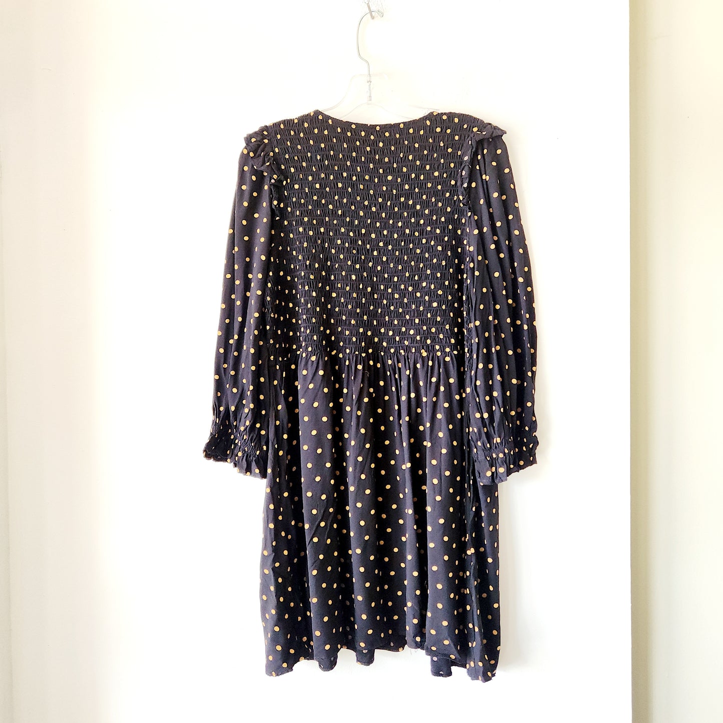 Madewell Polka Dot Dress with Smocked Top - M