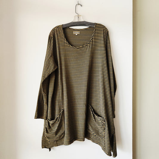 Iridium Striped Tunic with Pockets - L