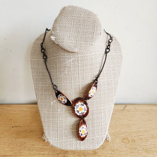 Vintage Brass Enamel Necklace