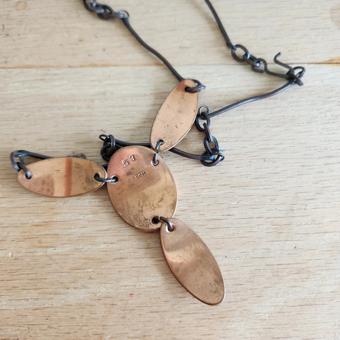 Vintage Brass Enamel Necklace