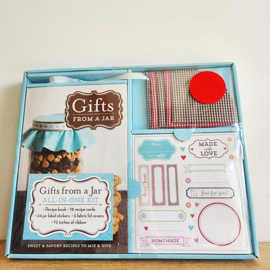Gifts From A Jar Kit Mason Canning Recipe Book Cards Labels Lid Covers Ribbon