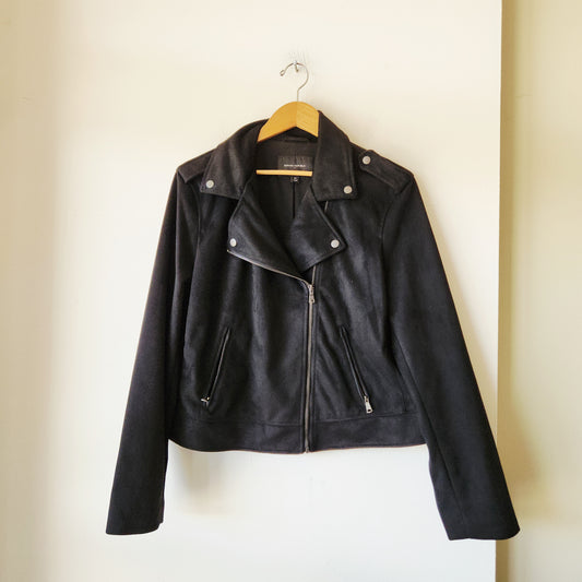 Banana Republic Factory Black Faux Suede Moto Jacket - XL