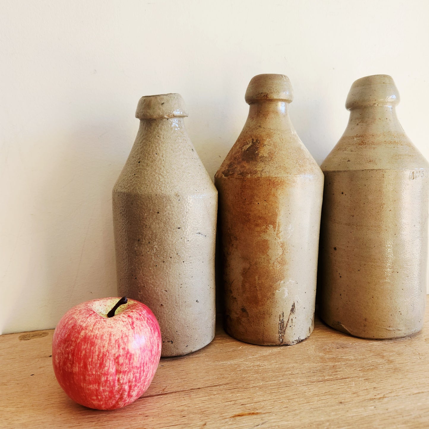 1853 Antique Stoneware Bottles Set of 3
