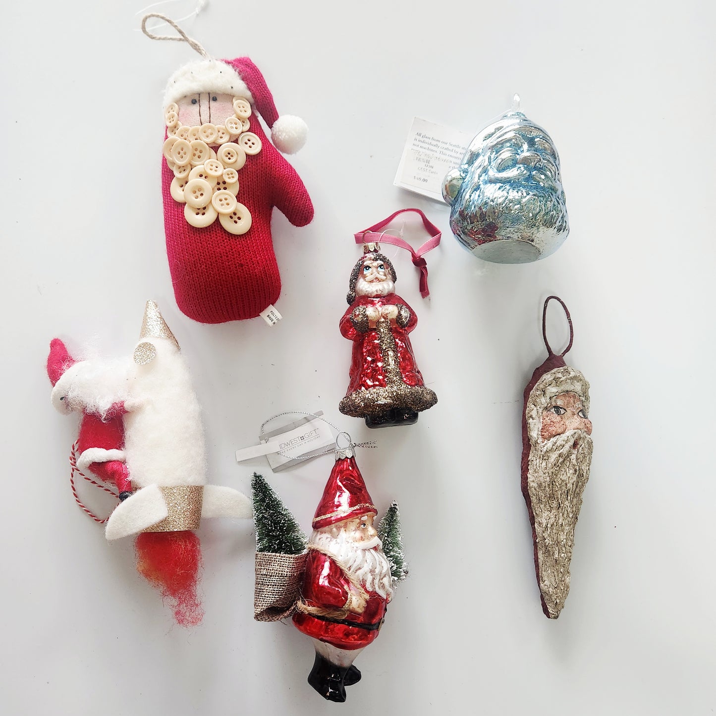 Santa Claus Variety Ornaments Set of 6