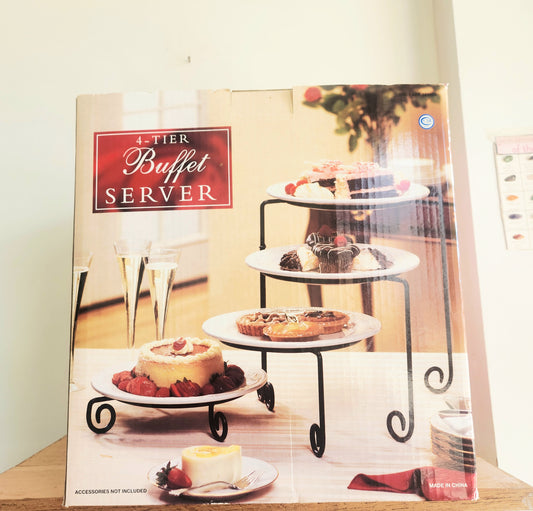 4 Tier Buffet Server Metal/Ceramic NEW