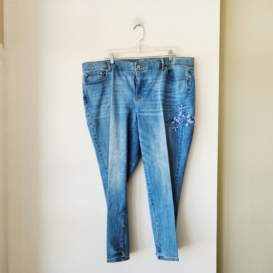 Talbots Flawless Girlfriend Jeans with Embroidery - size 18W