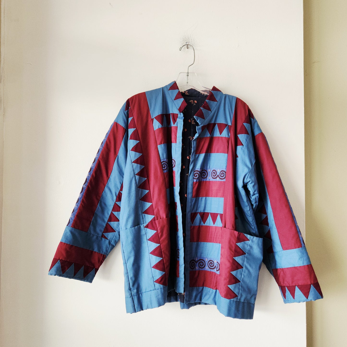 Handmade Quilted Jacket with Hmong Applique - approx M/L