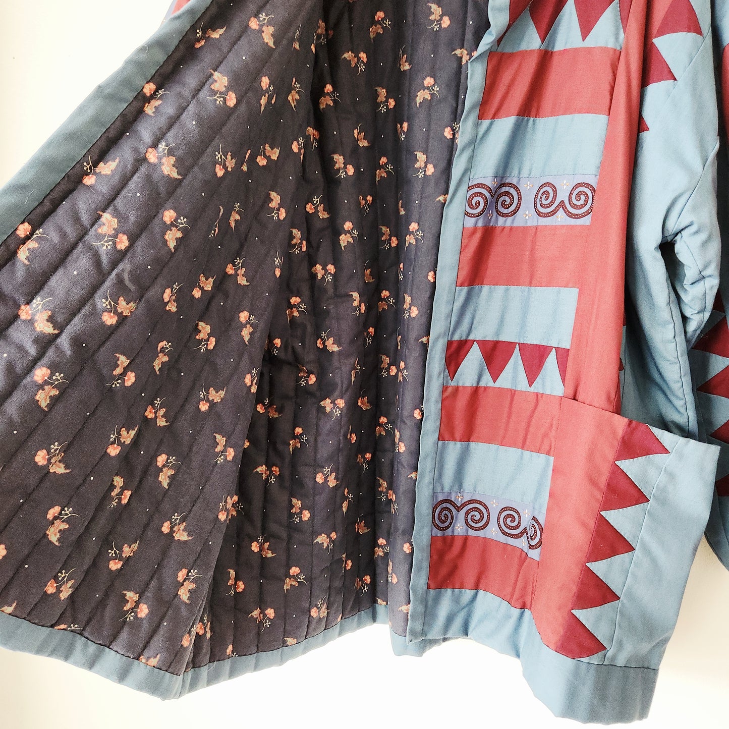 Handmade Quilted Jacket with Hmong Applique - approx M/L