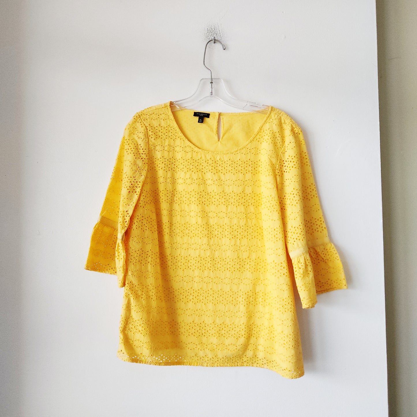 Talbots 100% Cotton Goldenrod Yellow Lace Top - M Petite