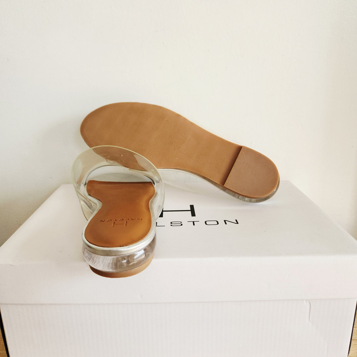 H by Halston Silver Leather Slides - size 6M - Like New