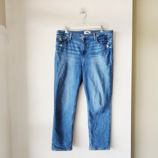 Paige Cindy Crop Jeans with Distressed Details - size 33