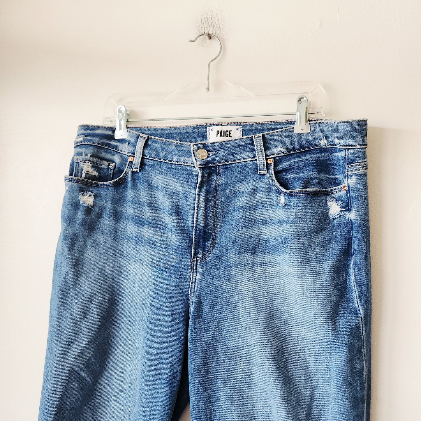 Paige Cindy Crop Jeans with Distressed Details - size 33