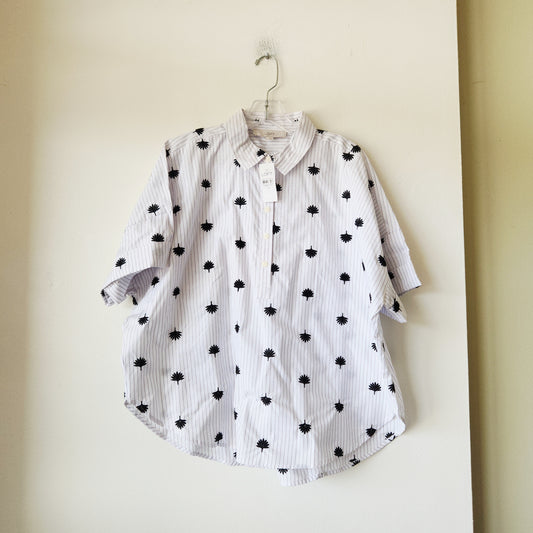 Loft Exaggerated Boxy Fit Half Button Top - M - New