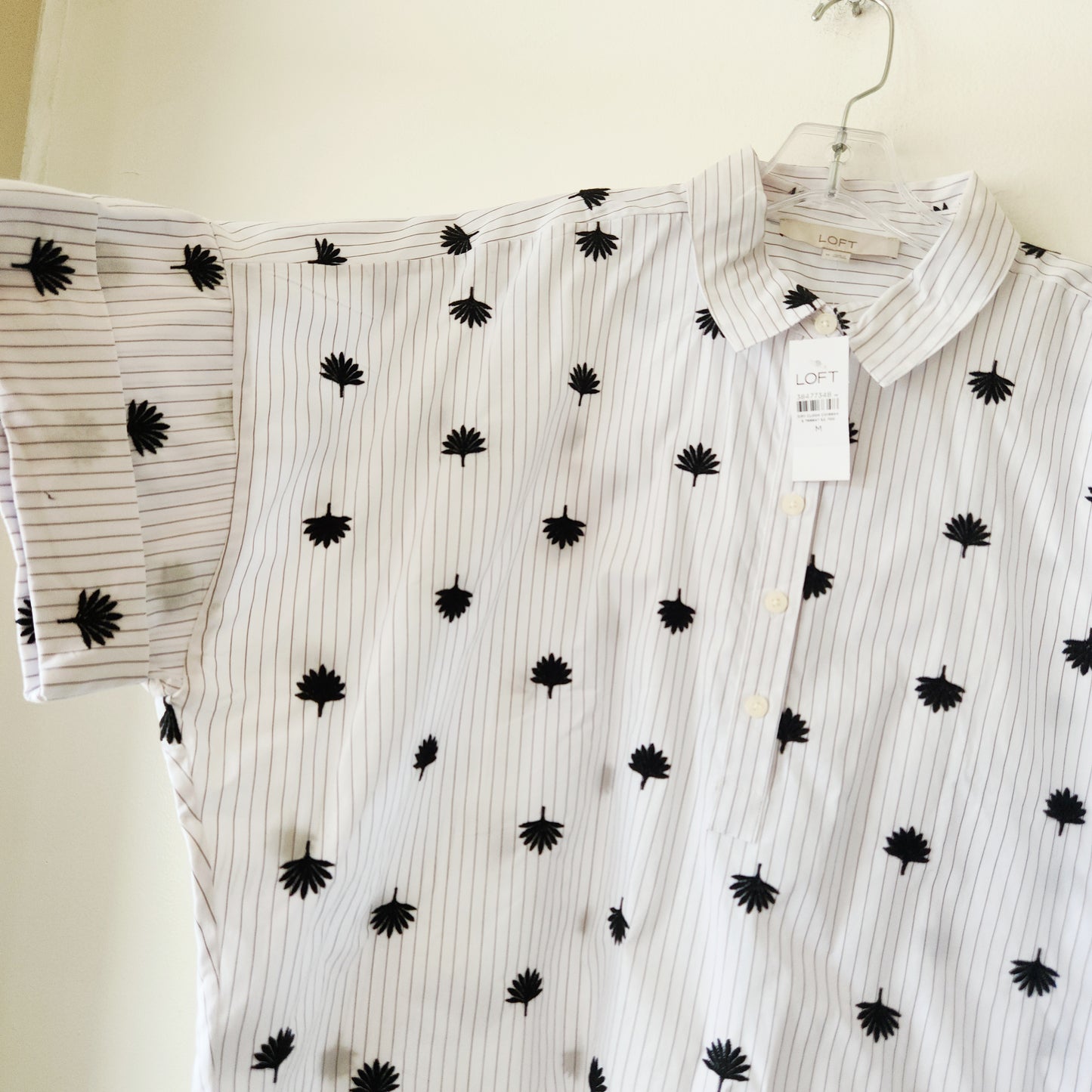 Loft Exaggerated Boxy Fit Half Button Top - M - New