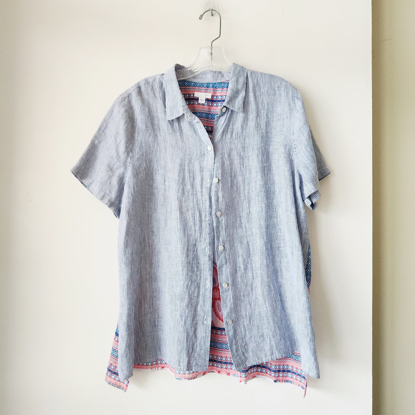 J Jill Two Pattern Top with Buttons - L