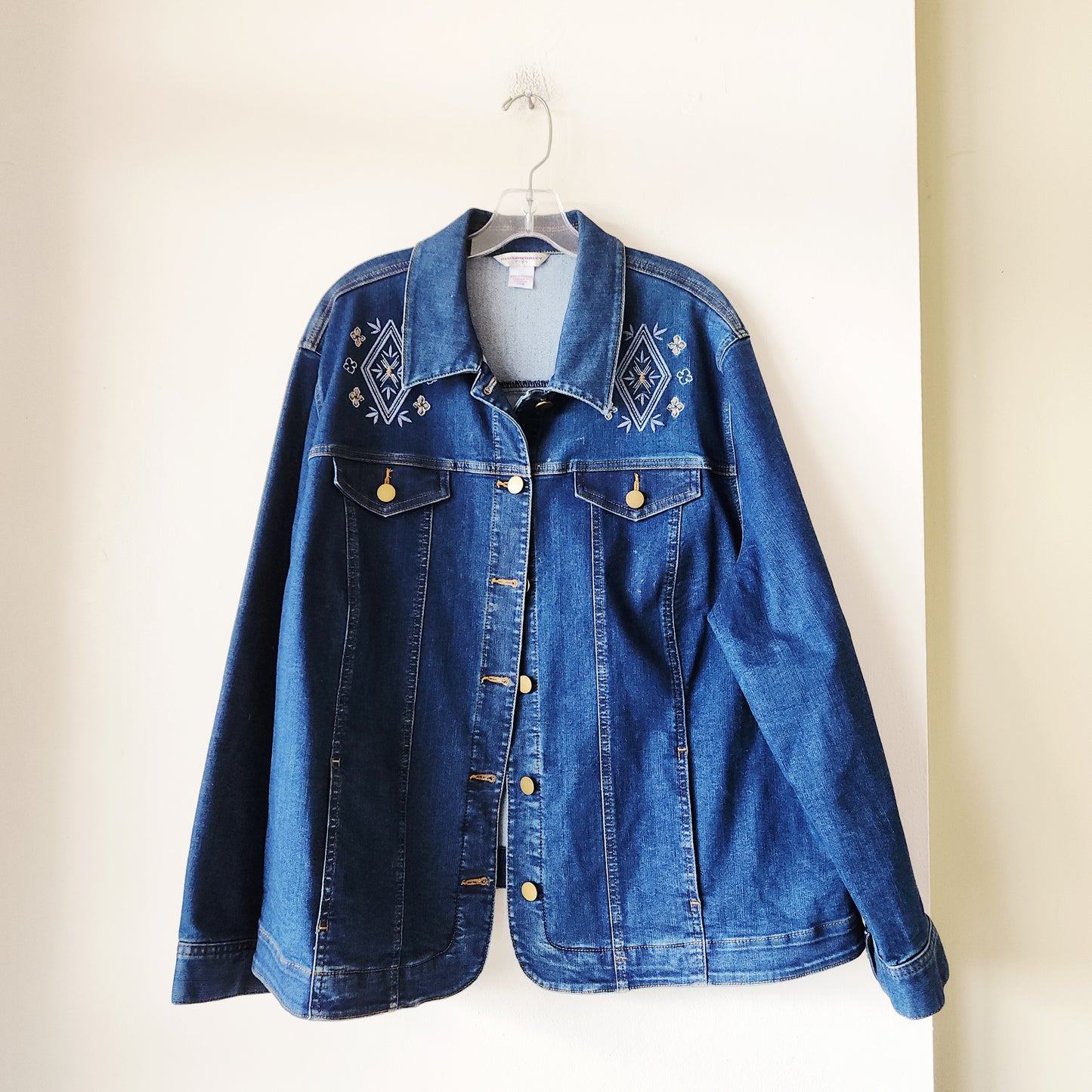 Allison Daley Stretch Denim Jacket with Embroidery - 22W