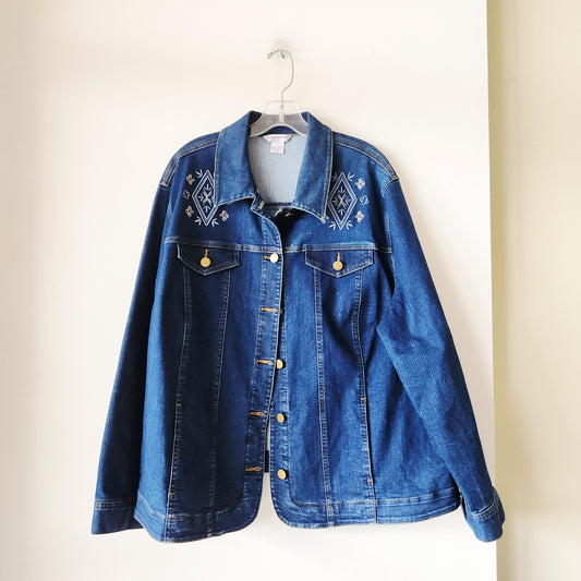 Allison Daley Stretch Denim Jacket with Embroidery - 22W