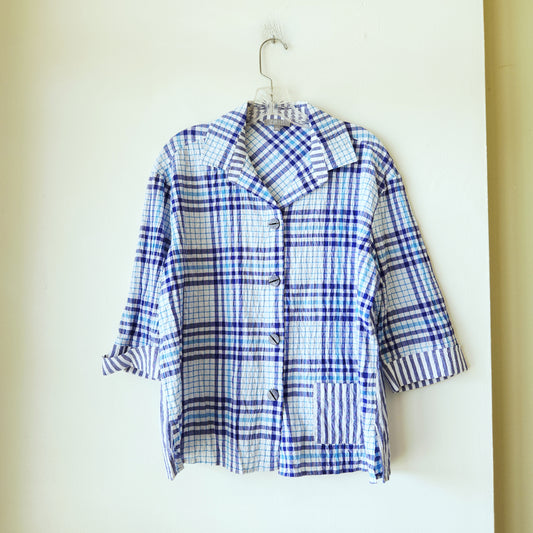 Habitat Seersucker Style Top with Buttons - S