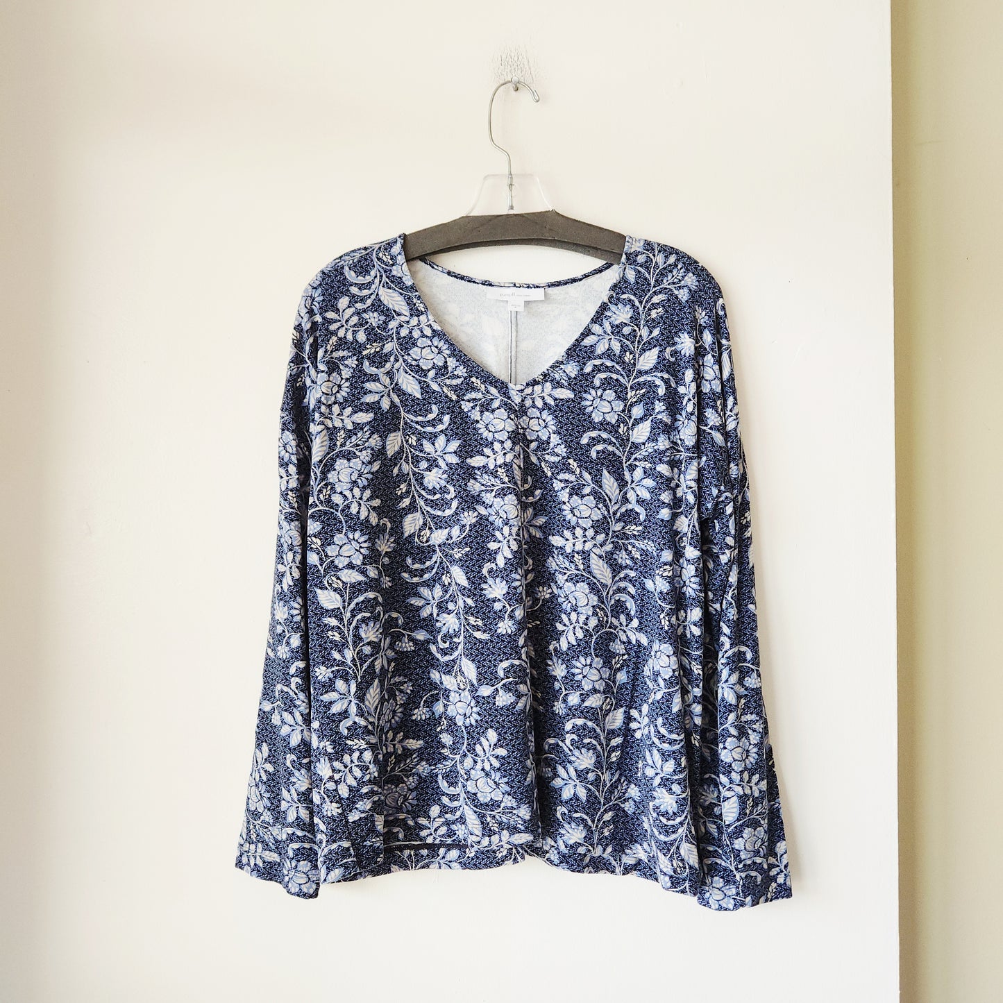 PureJill Eco-Terry V-Neck Top - M