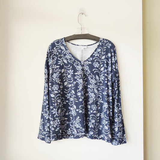 PureJill Eco-Terry V-Neck Top - M