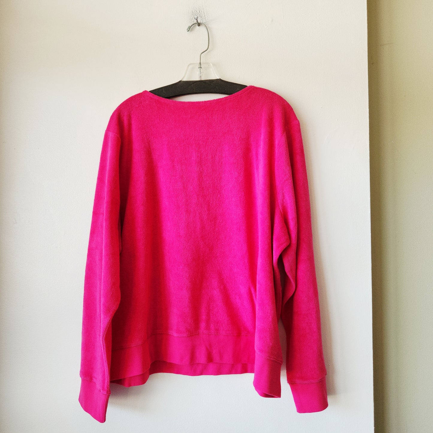Tracy Anderson x G.I.L.I Bright Pink Terry Cloth Top with Keyhole Neckline - size 2X