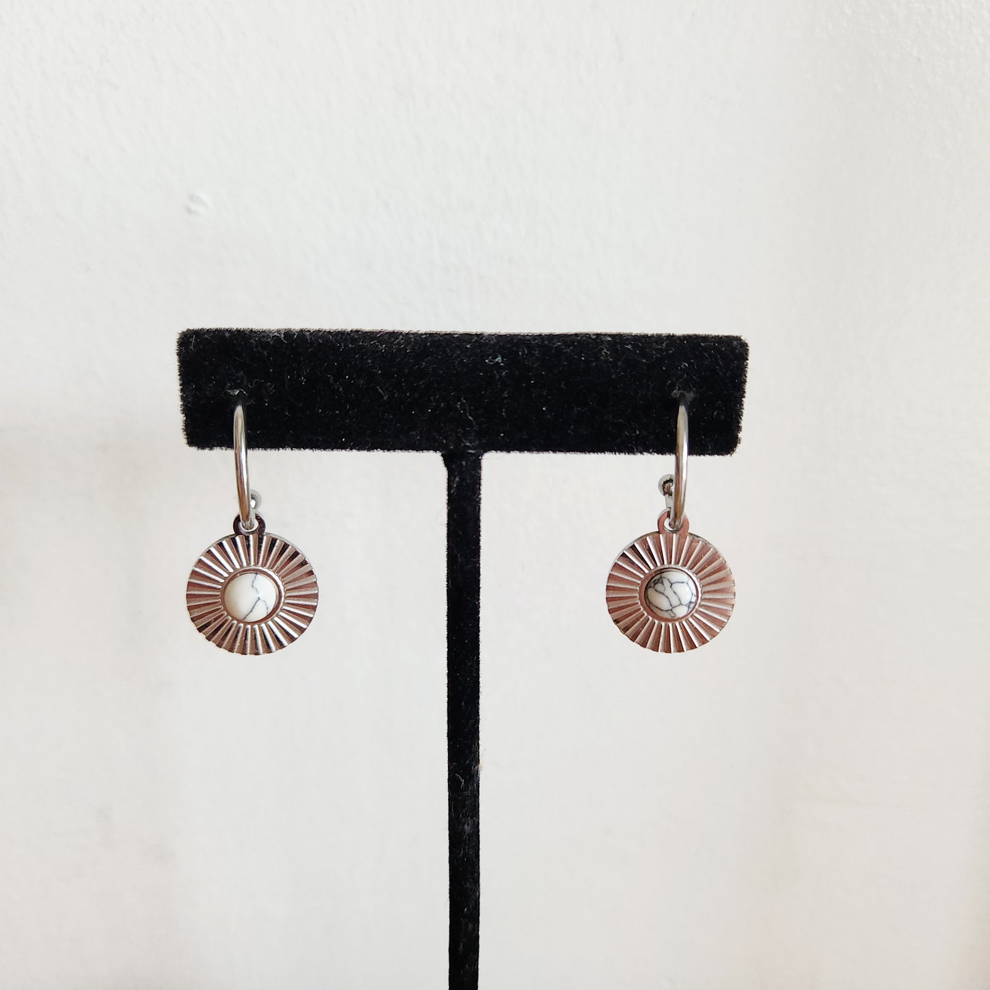 Half Hoop Stud Earrings with Medallions