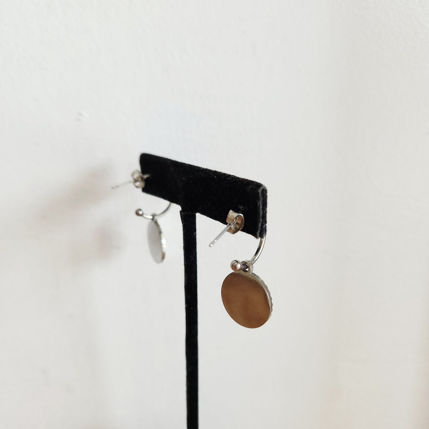 Half Hoop Stud Earrings with Medallions