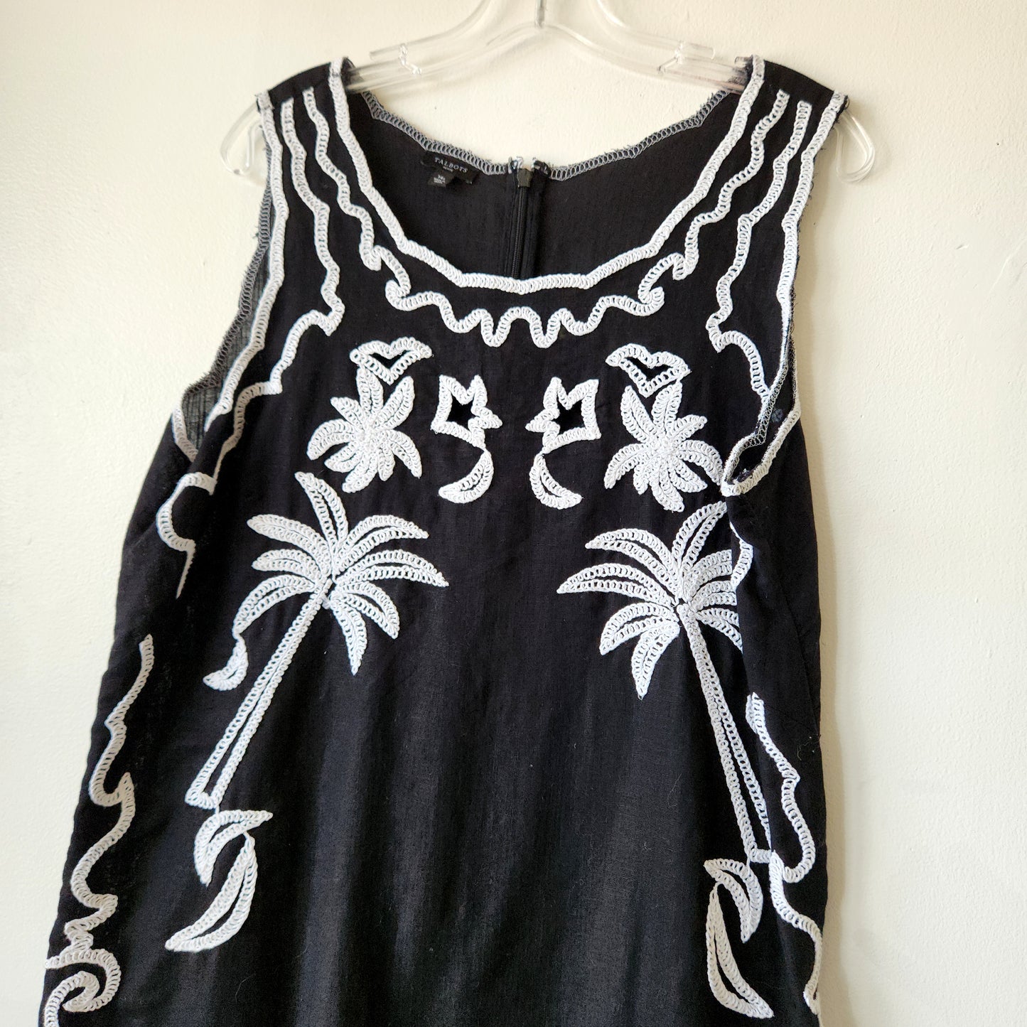 Talbots Linen & Cotton Sleeveless Cover Up with Embroidery - 14 Petite