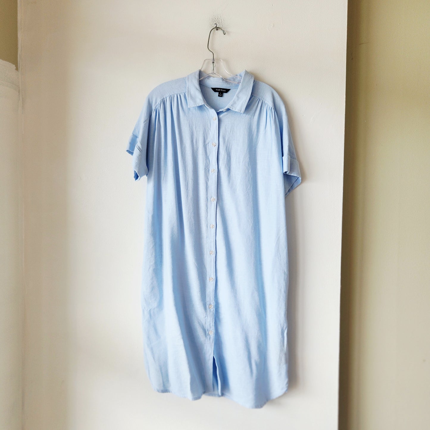 Well Worn Sky Blue Shirtdress - L