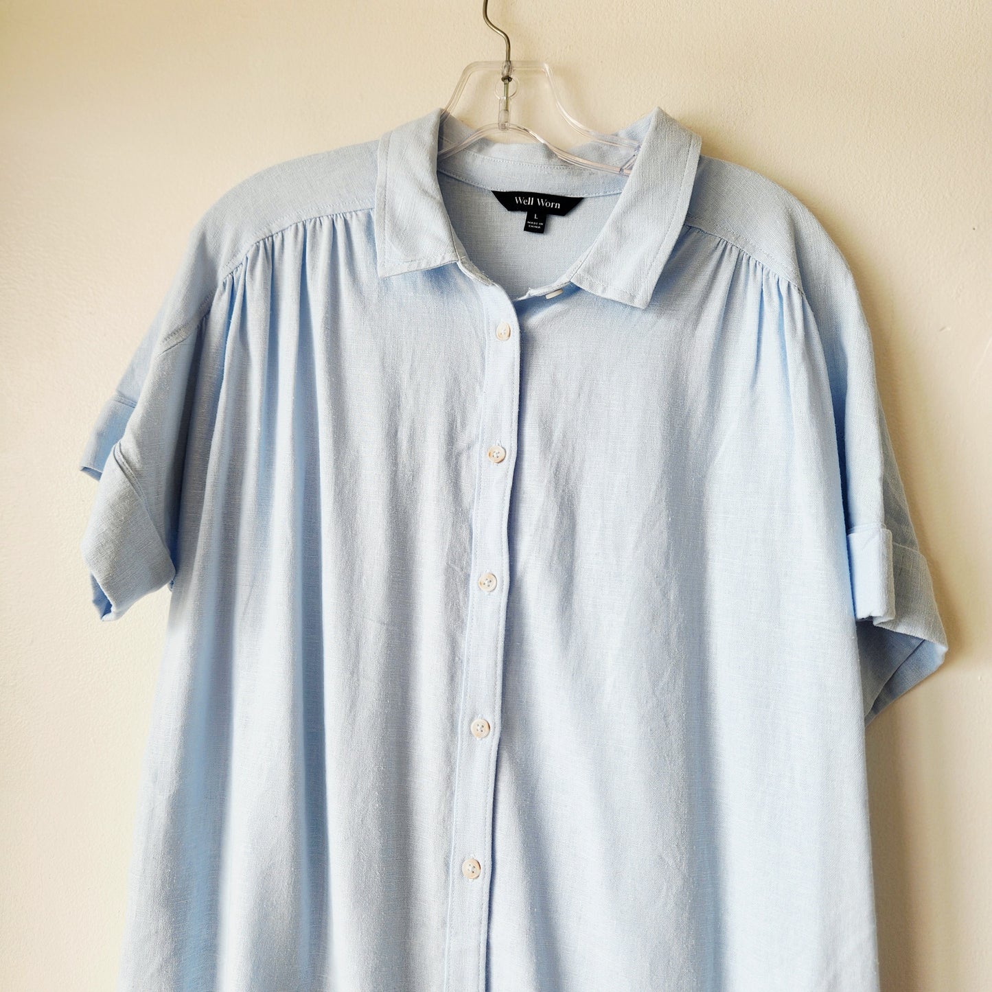 Well Worn Sky Blue Shirtdress - L