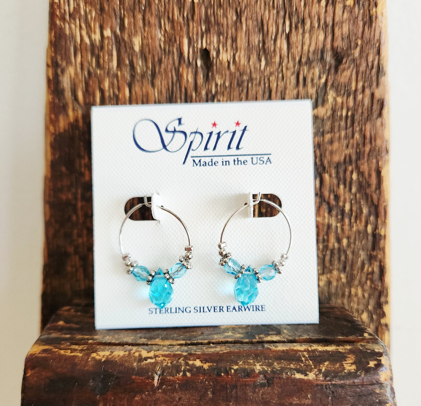 Spirit Hoop Earrings with Sterling Silver Wires - New