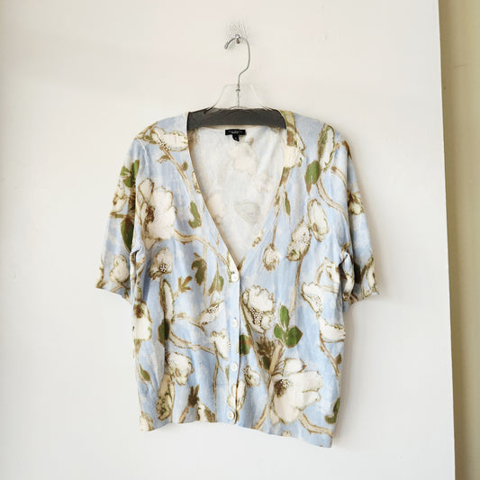 Talbots Spring Florals Cardigan with Beading - M