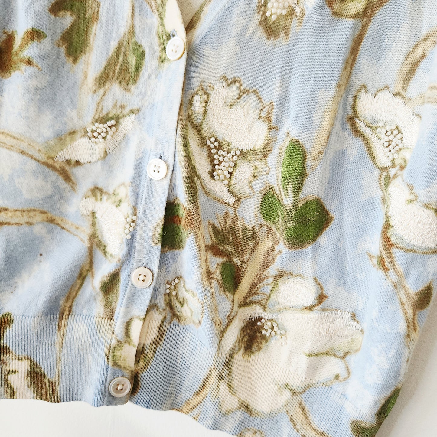 Talbots Spring Florals Cardigan with Beading - M