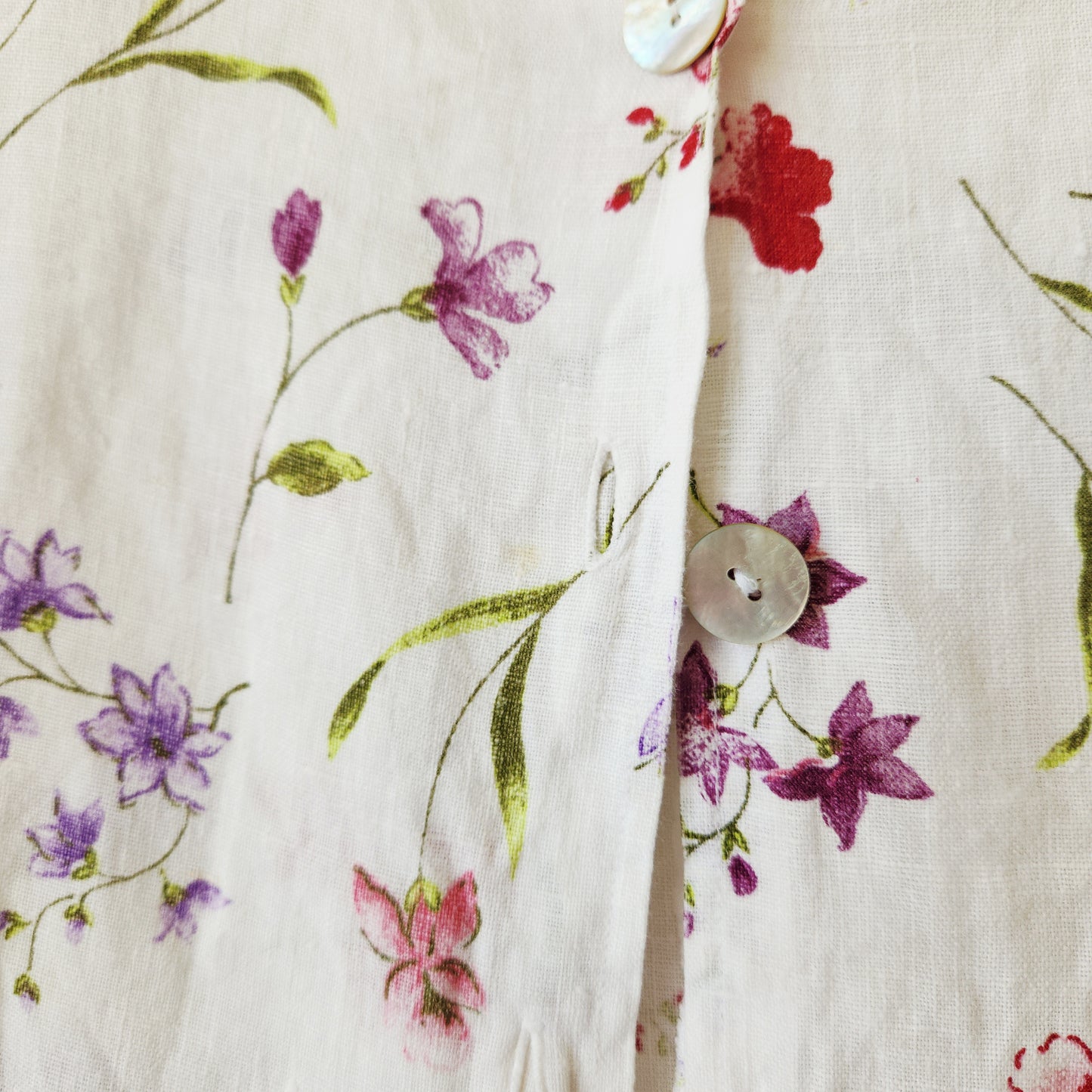 Habitat 100% Linen Floral Button Up Top - S/M - as is
