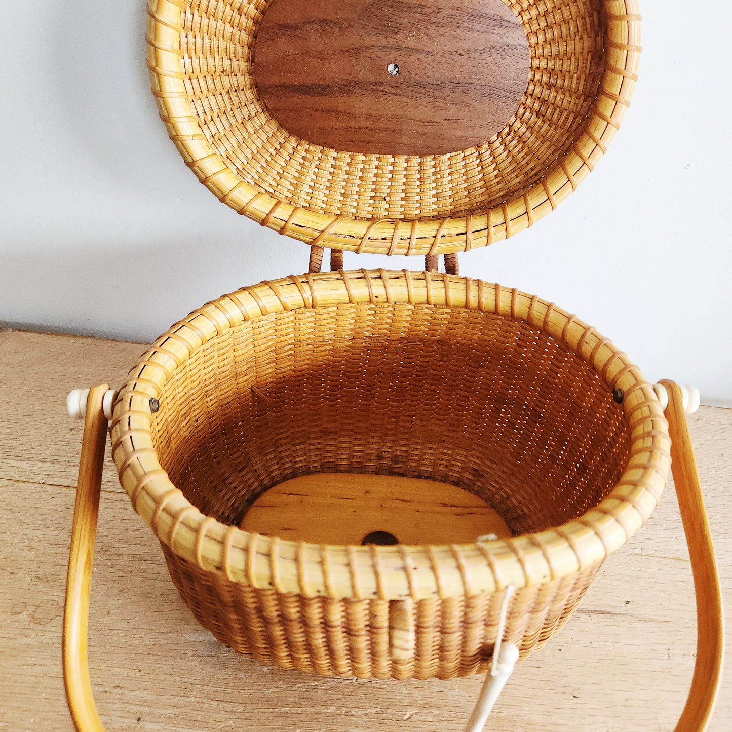Vintage Nantucket Style Basket with Whale Accent