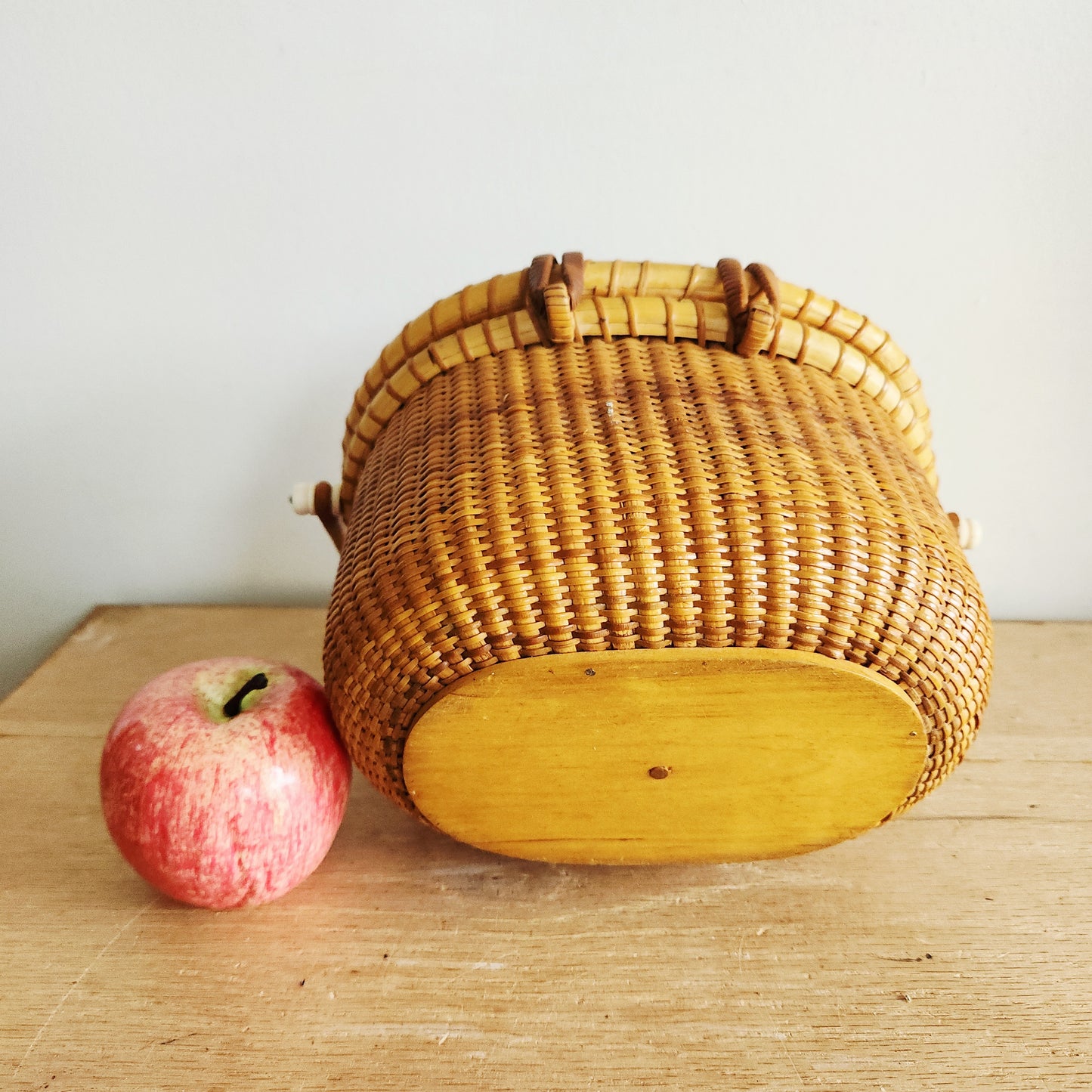 Vintage Nantucket Style Basket with Whale Accent