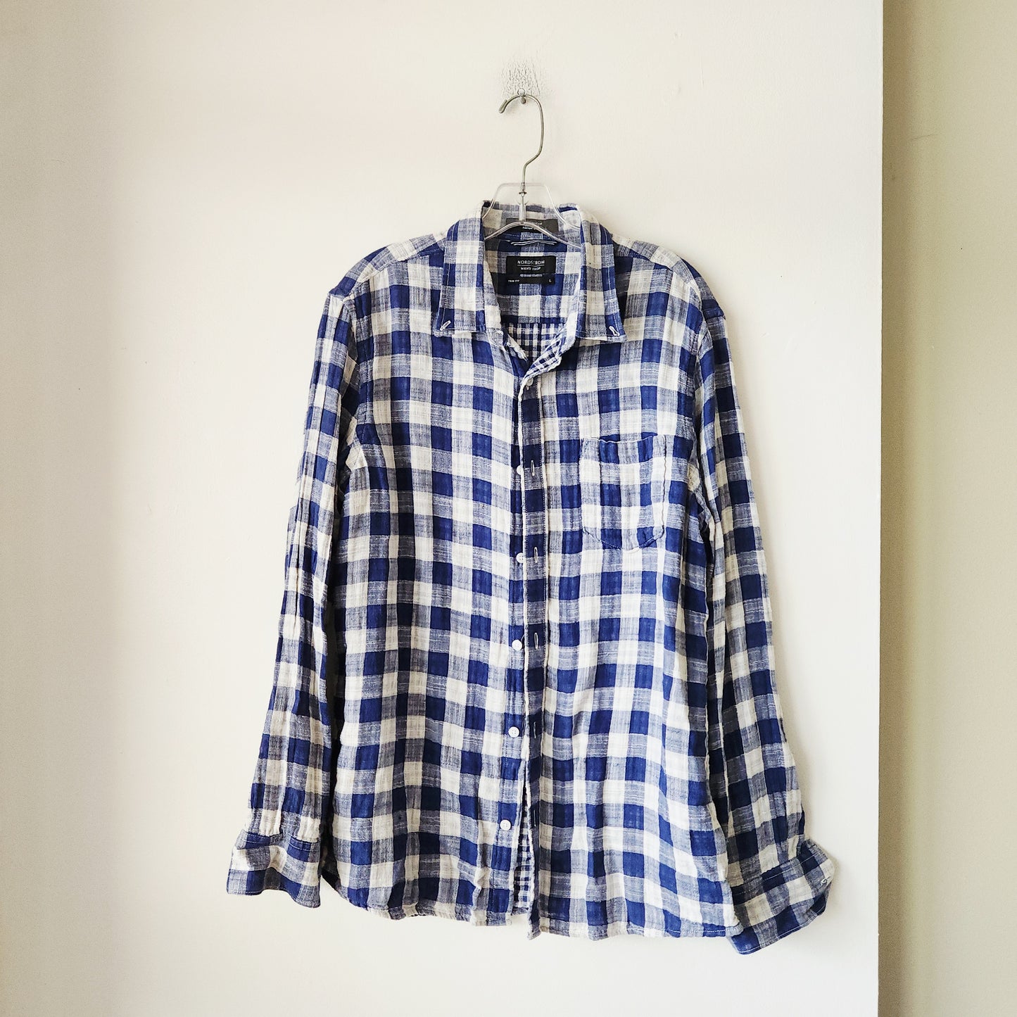 Nordstrom 100% Cotton Trim Fit Button Up Shirt - L