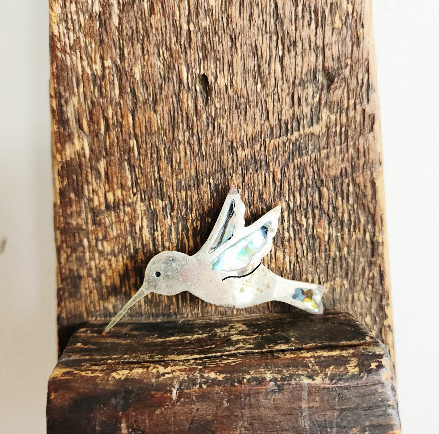 Alpaca Inlay Hummingbird Pin