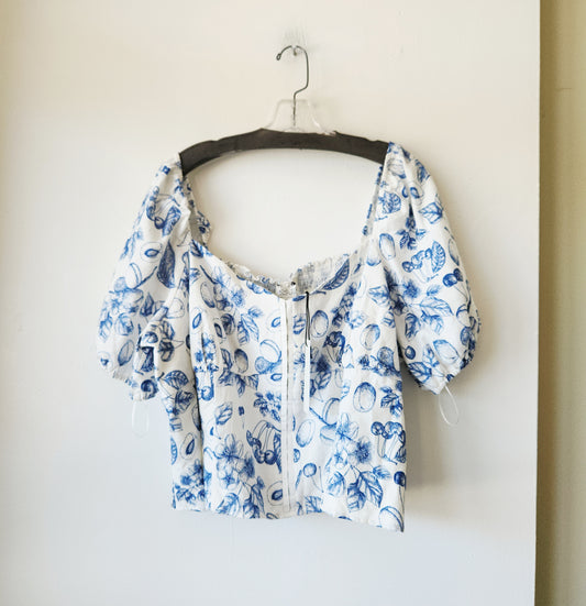 Rachel Zoe Crop Fit Puff Sleeve Top with Smocking - 3X - New