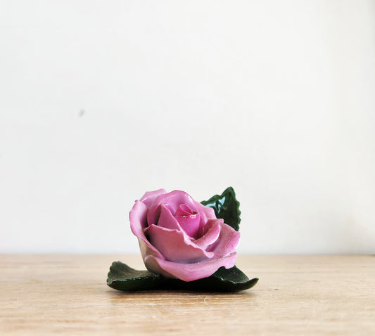 Herend Rose on Leaf Placecard Holder Porcelain