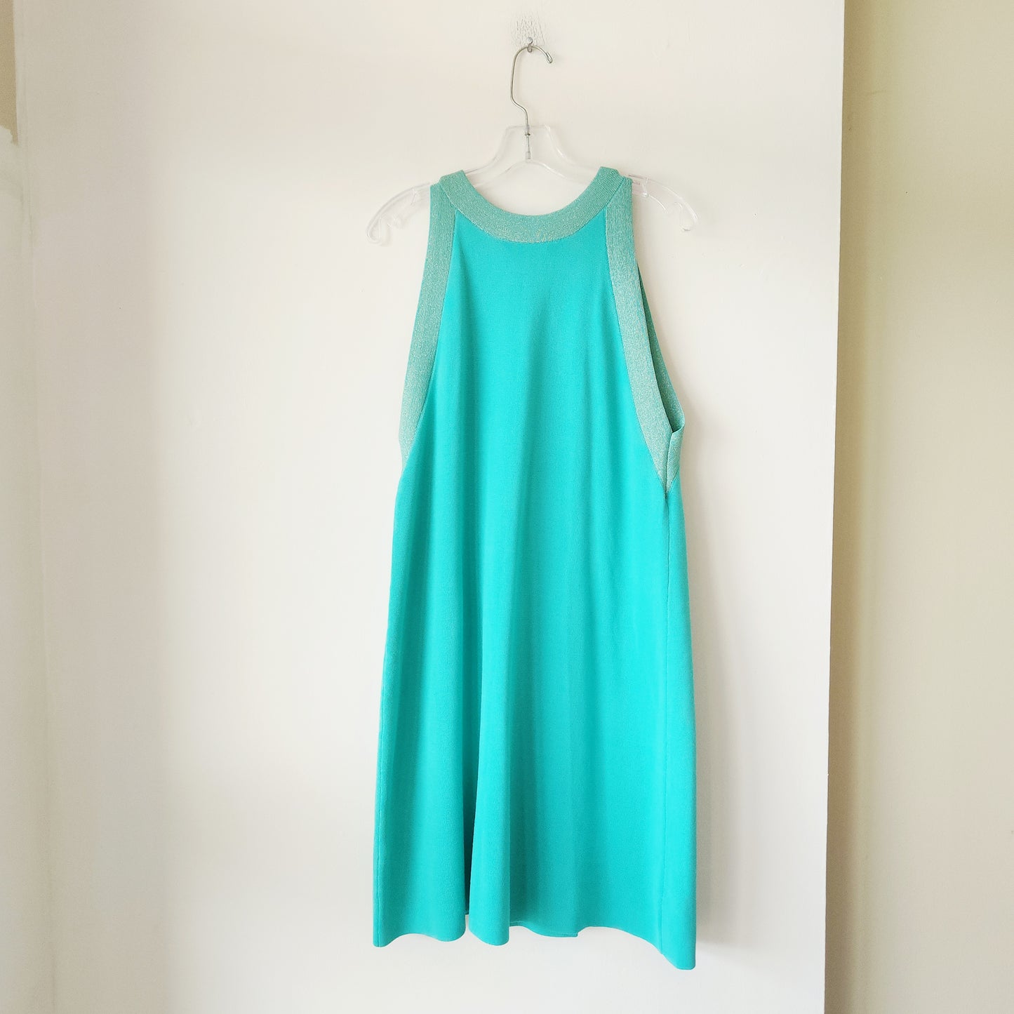 Trina by Trina Turk Seafoam Knit Dress with Metallic Details - L - New