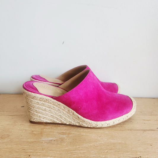 Ralph Lauren Suede Magenta Espadrille Wedges - size 6.5/37