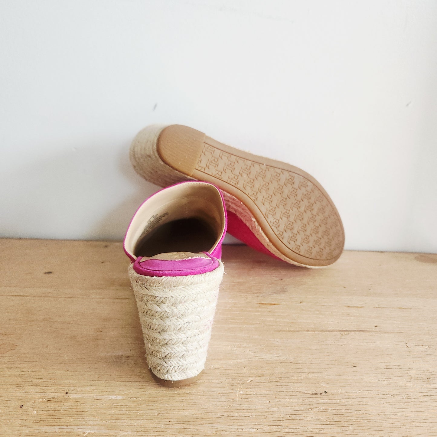 Ralph Lauren Suede Magenta Espadrille Wedges - size 6.5/37