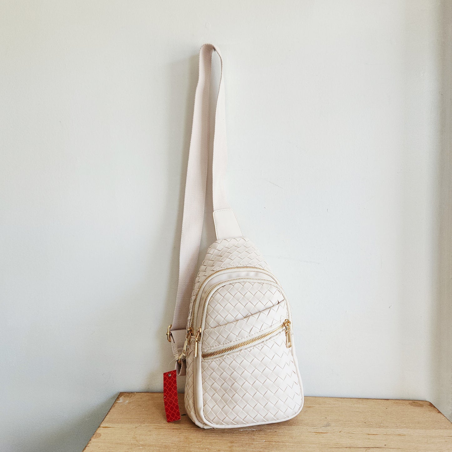 Kelly + Katie Faux Leather Woven Sling Backpack - New