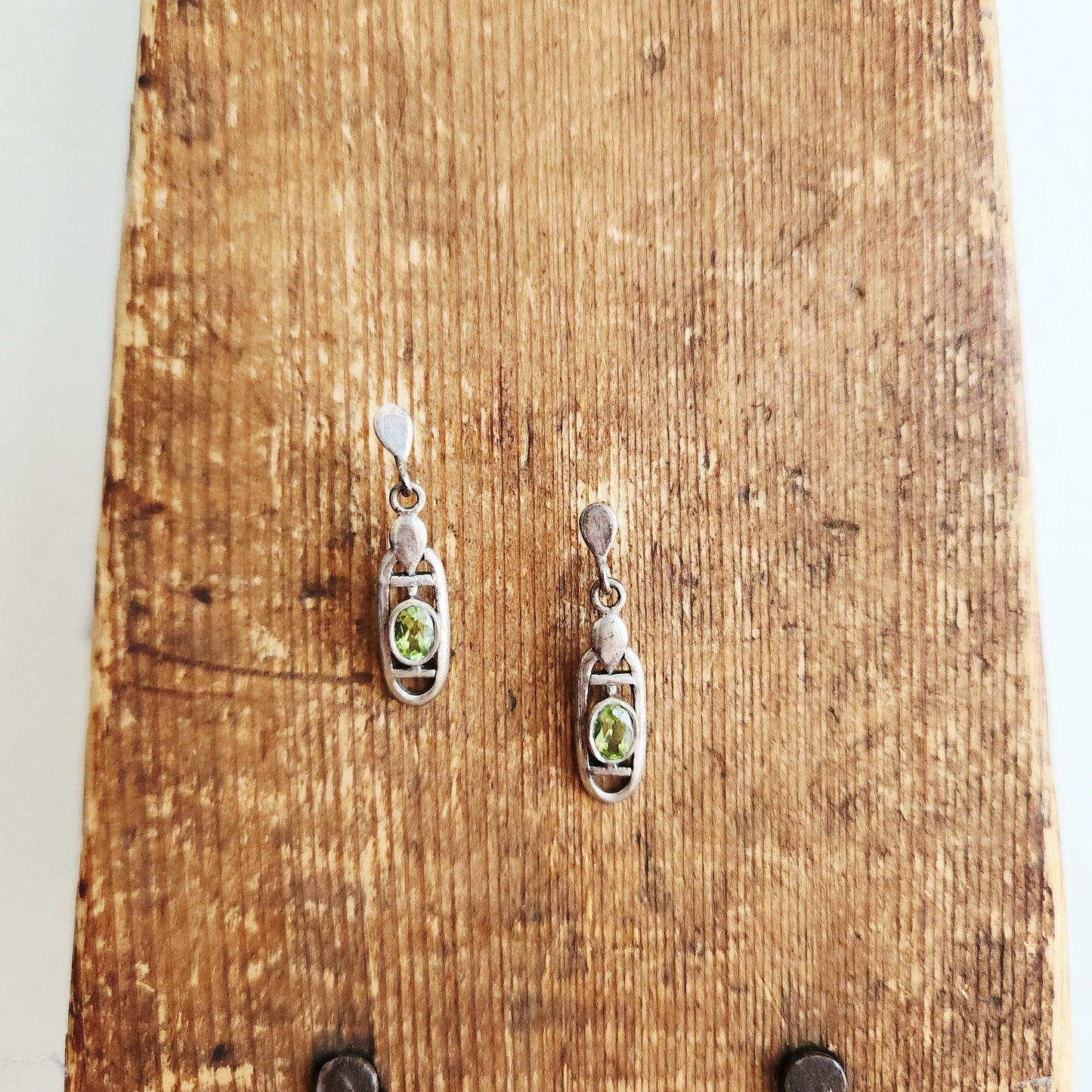 Sterling Silver Dangle Stud Earrings with Peridot