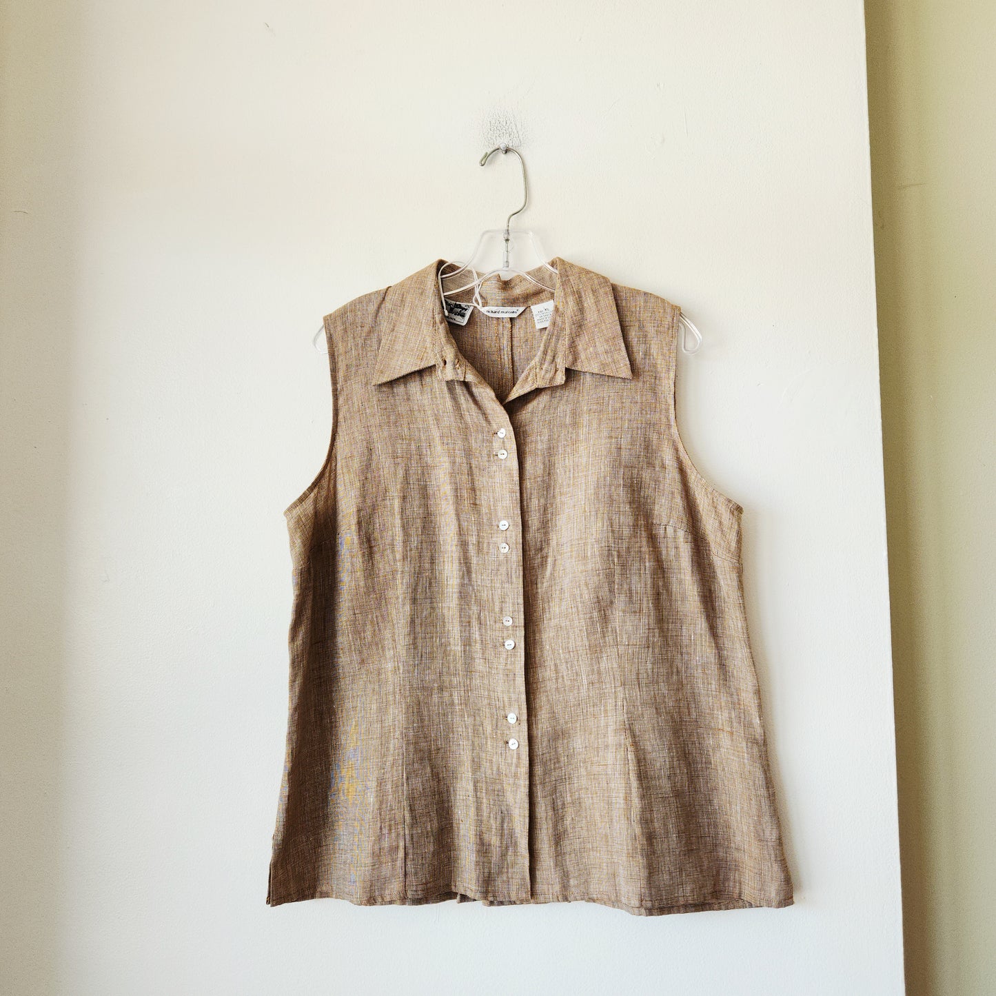 Richard Malcolm 100% Irish Linen Sleeveless Button Up Top - XL
